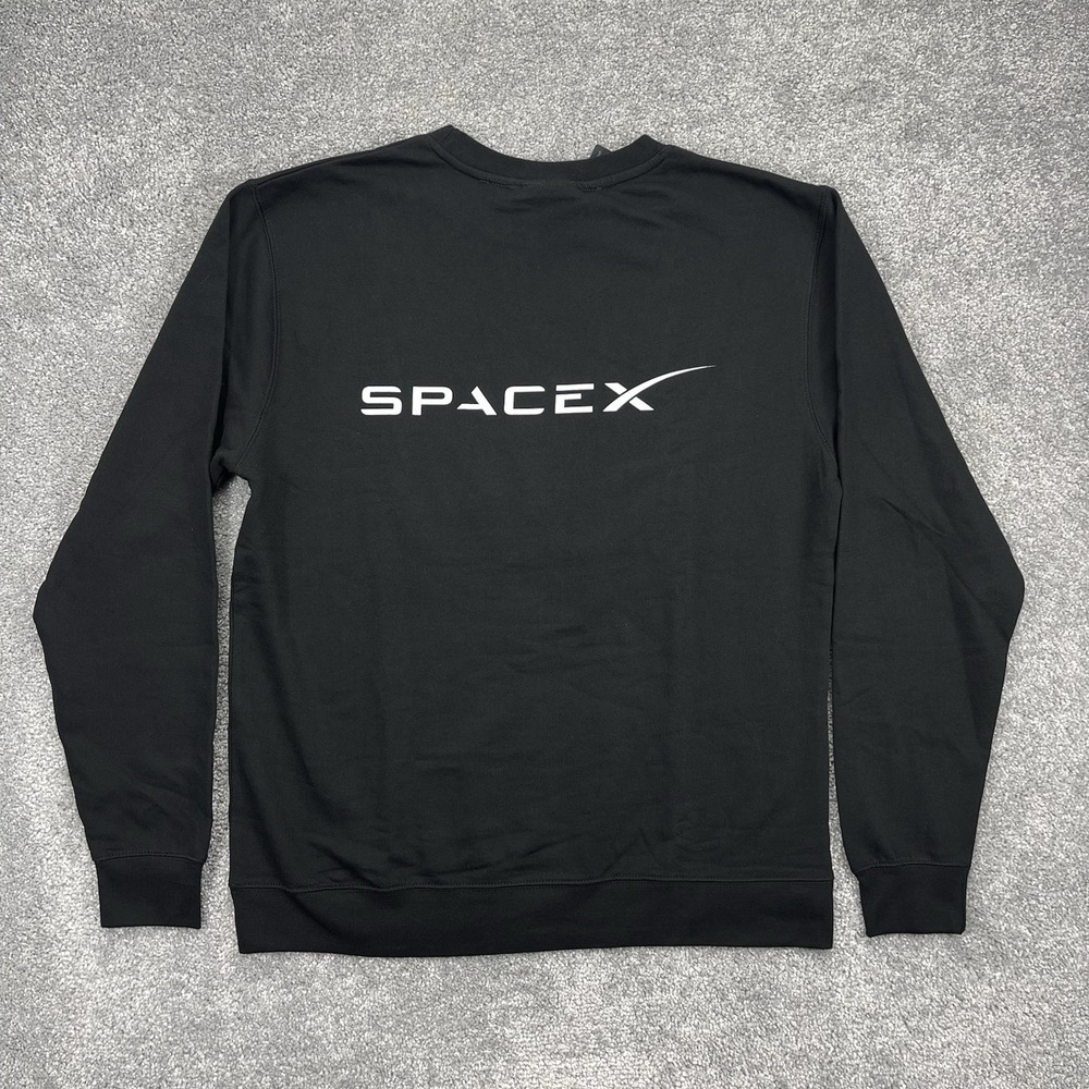 Space X Sweater Mens Large Black Short Sleeve Crew Neck Elon Musk Pullover New